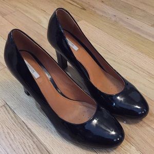 Geox Black Patent Leather Round Toe Heels - 37